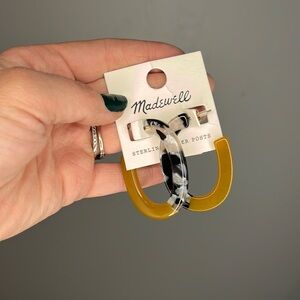 Madewell Resin Oval Turquoise Brown Sterling Silver Post Earrings - NEW